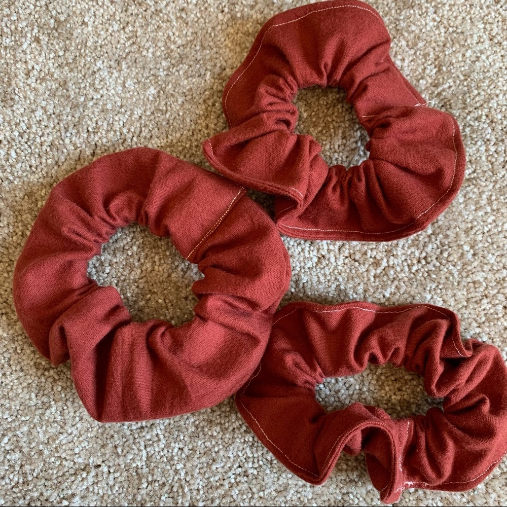Handmade Rust Color Scrunchies (Set of 3) - Picture 2 of 5